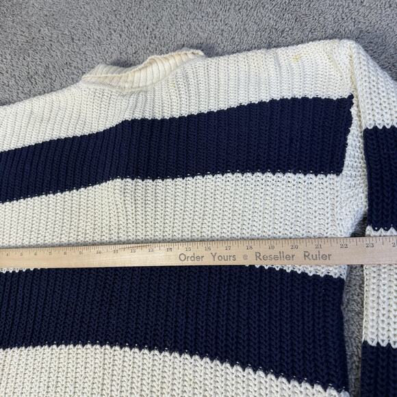 Vintage Gap Sweater Mens Medium Blue White Stripe Henley Knit Hong Kong 90s - Picture 10 of 12